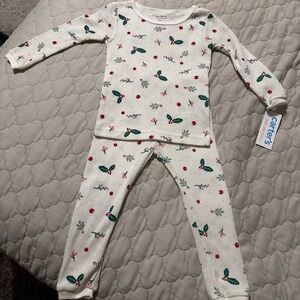 Carter's Festive White and Green Pajama Set